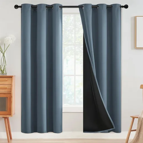 Vista 21 de SimpleHome - Cortinas opacas 100% para recámara, cortinas de ventana con ojales beige, con aislamiento térmico, cortinas de oscurecimiento