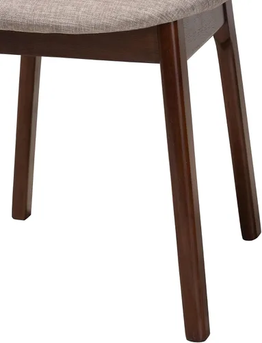 Vista 7 de Baxton Studio Darrion Mid-Century - Juego de sillas de comedor de 2 piezas de tela gris y madera con acabado marrón nogal
