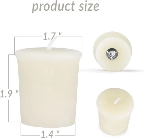 Vista 2 de 4 velas votivas de cera de abejas, blanco crema, quema de 12 horas, oración y conmemoración Tono crema suave, brillo de 12 horas, mejor en un