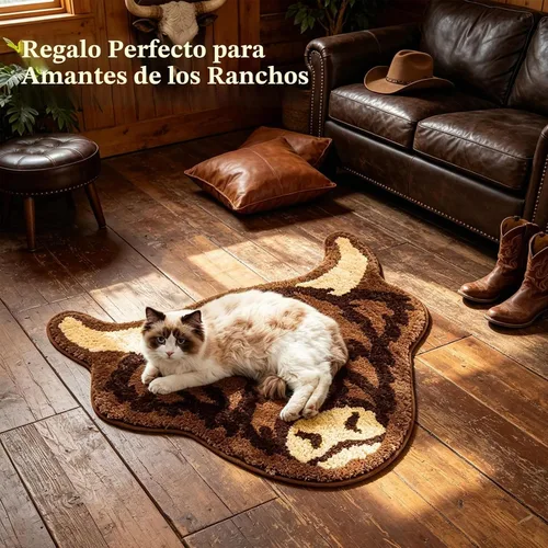 Vista 5 de Percozzi Highland - Alfombra de baño con diseño de vaca occidental