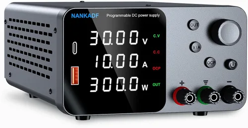 Vista 9 de Fuente de alimentación DC, fuente de alimentación de banco 30V 10A con ajuste de codificador, carga rápida USB&Type-C 5V/3.6A, fuentes
