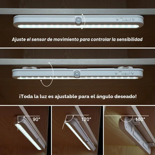 Vista 4 de BLS T01L - Luz LED para armario, súper brillante, 20 LED, iluminación debajo del gabinete, alimentada por batería/entrada de CC, luz inalámbrica