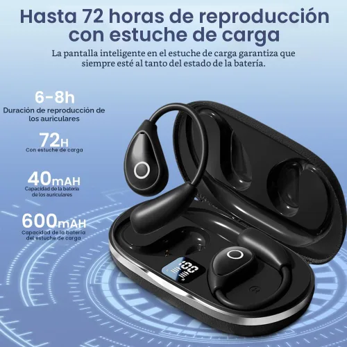 Vista 2 de Auriculares CuiSuto con orejeras inalámbricas Bluetooth, 60 horas de reproducción, sonido estéreo con orejeras IPX7 a prueba de agua y cancelación