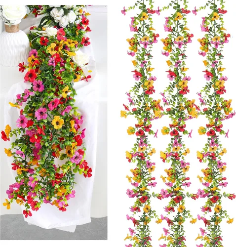 Vista 12 de RECUTMS Guirnalda artificial de otoño, plantas de vegetación sintética 1 pieza seda marrón
