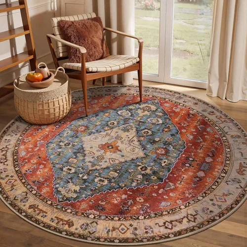 Vista 561 de SERISSA - Tapetes florales vintage, antideslizante, lavable, pequeño, ultrasuave, bohemio, de pelo bajo, para entrada, interiores, habitación