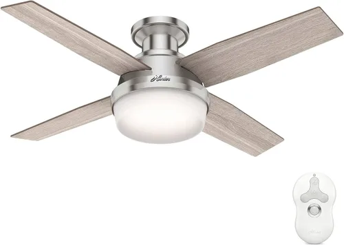 Vista 10 de Hunter Dempsey, ventilador de techo, moderno, 44 pulgadas, níquel cepillado
