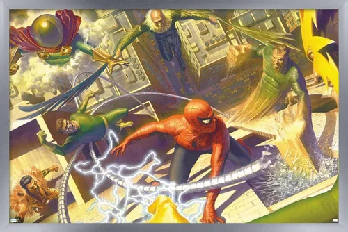 Vista 11 de Trends International Póster de Marvel Comics - Spider-Man - Battle with Sinister Six, 14.725 x 22.375 in, versión enmarcada de Barnwood