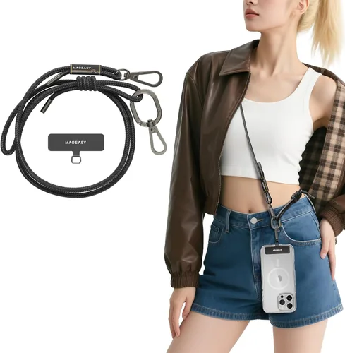 Vista 13 de MAGEASY Cordón universal para teléfono celular, correa cruzada antirrobo para iPhone 17 Pro Max y la mayoría de teléfonos inteligentes, para hombres