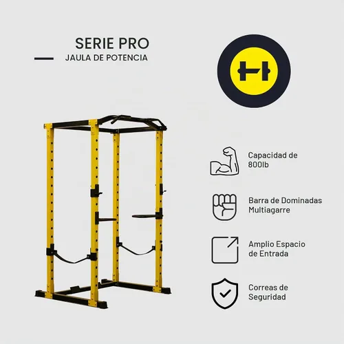 Vista 5 de HulkFit Pro Series Power Cage y accesorios de gimnasio en casa - Amarillo