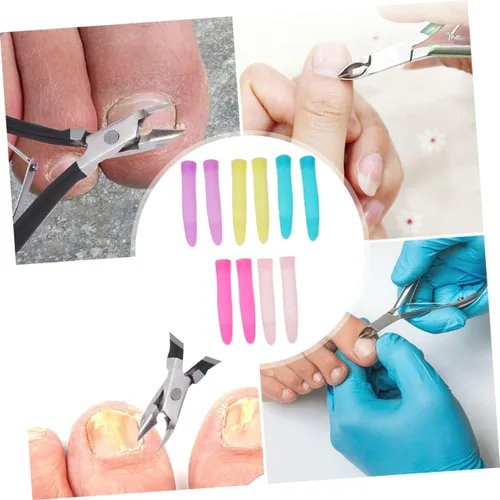 Vista 2 de DOITOOL Fundas antideslizantes de silicona para tijeras de cutícula, mangas para recortar uñas, 6 pares de fundas protectoras de agarre cómodo