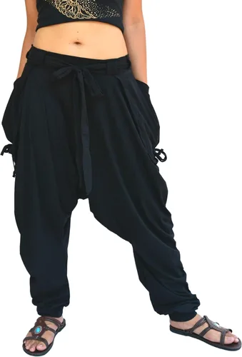 Vista 2 de Mujeres Hombres Harem Pantalones Palazzo Dhoti Estilo 2 Bolsillos Algodón
