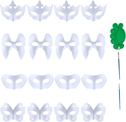 Vista 14 de Qavctw DIY White Masks Paper Cosplay Christmas Party Mask Unpainted Plain Craft Masquerade Masks