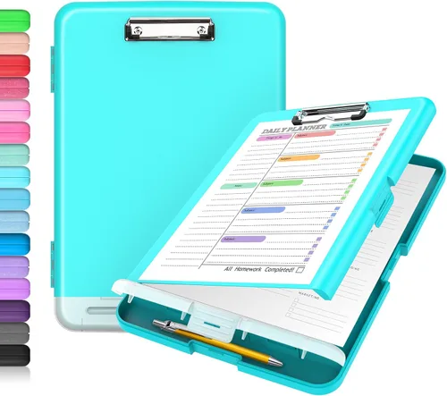 Vista 14 de Sooez - Sujetapapeles de documentos clínicos con almacenamiento, sujetapapeles de plástico resistente, de alta capacidad, con soporte para bolígrafo