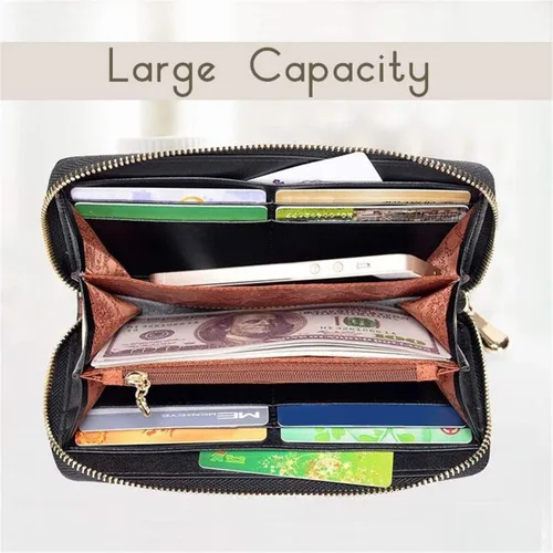 Vista 7 de Personality - Cartera de cuero para mujer, bolso de mano, tarjeteros, billeteras personalizadas, fotos, carteras para imprimir cualquier foto, Negro