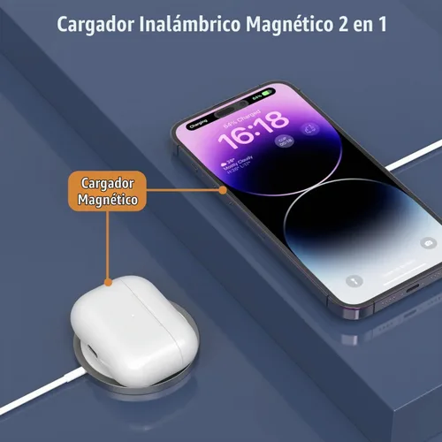 Vista 6 de Cargador inalámbrico magnético para iPhone, almohadilla de carga MagSafe USB C de 15 W, cable de carga magnética rápida tipo C de 3.3 pies