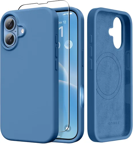 Vista 22 de GONEZ Funda magnética para iPhone 14, compatible con Magsafe, con protector de pantalla + protector de cámara, forro de microfibra antiarañazos