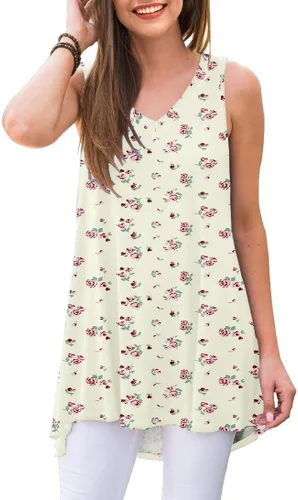 Vista 42 de AWULIFFAN - Blusa de verano sin mangas con cuello en V, túnica, top, para mujer 01 Negro