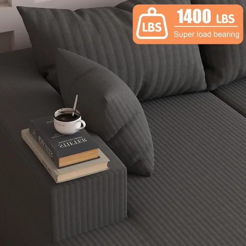 Vista 4 de Sofá modular moderno de 108 pulgadas, sofás modulares convertibles en forma de L, sofás tapizados con asiento profundo, sofá de esponja apto