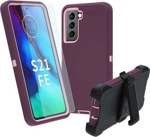Vista 9 de NUFR Funda resistente para Samsung Galaxy S21 FE 5G, protección de grado militar, a prueba de golpes, a prueba de caídas, a prueba de polvo, (negro)