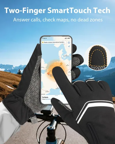 Vista 4 de RIGWARL Guantes de ciclismo de invierno para hombres y mujeres, guantes de ciclismo con pantalla táctil para hombres y mujeres, guantes de ciclismo