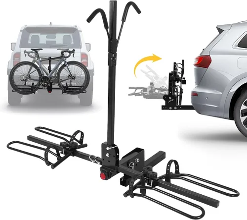 Vista 9 de Portabicicletas para coche, plegable, trasero, remolque, soporte de acero antiinclinación, portabicicletas eléctricas, portabicicletas para SUV