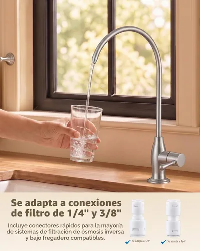 Vista 4 de WEWE Grifo de agua potable con diseño vintage, sin espacio de aire, níquel Níquel cepillado