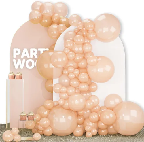 Vista 106 de PartyWoo - Globos nude de 140 piezas en diferentes tamaños de 18, 12, 10, 5 pulgadas, kit de arco de globos de color neutro y melocotón estilo boho