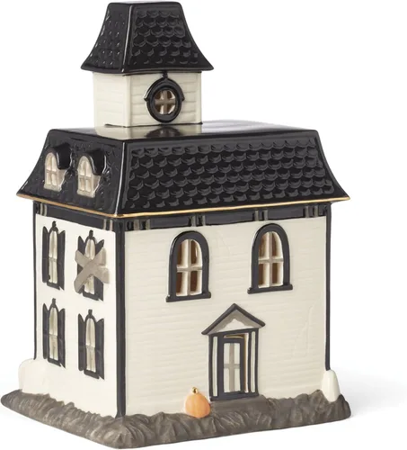 Vista 3 de Lenox Figura de casa iluminada de Halloween vintage