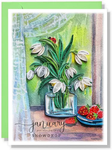 Vista 8 de Tarjeta de margarita de cumpleaños de abril, 5 x 7 pulgadas, patrón floral, tarjeta con sobre