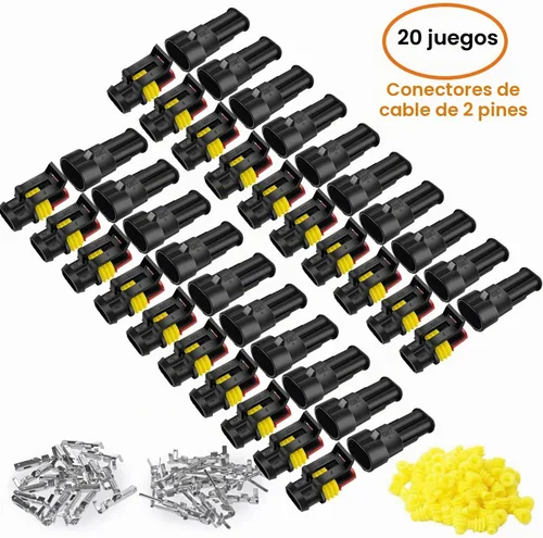 Vista 2 de 20 kits de conectores de 2 pines conectores eléctricos automotrices de desconexión rápida 2 cables impermeable conector terminal kit de enchufe