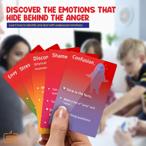 Vista 2 de Juego de cartas Behind The Anger Juegos de terapia familiar para adolescentes y niños de 6 años en adelante Manejo de la ira para adolescentes