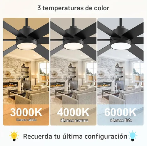 Vista 5 de Ventiladores de techo de 60 pulgadas con luces y control remoto, ventilador