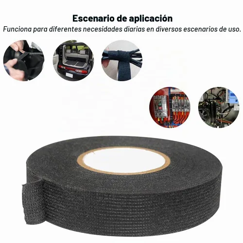 Vista 5 de 4 rollos de cinta de arnés de alambre, cinta de tela para arnés de cableado, cinta adhesiva negra para arnés de cables eléctricos de automóvil