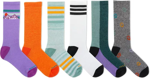 Vista 3 de Merrell Kids Everyday Half Cushion Crew Socks - 6 Pair Pack - Reinforced Heel and Toe