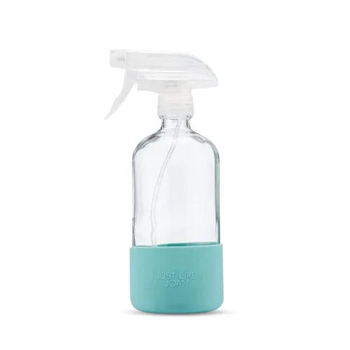 Vista 11 de Botella de vidrio transparente con funda de silicona para soluciones de limpieza, aceites esenciales, plantas, vinagre, 16 onzas, recargable, apta