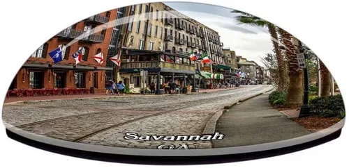Vista 3 de Savannah Georgia Old Town USA Magnet Travel Souvenir 3D Crystal Glass Collection Gift Refrigerator Sticker