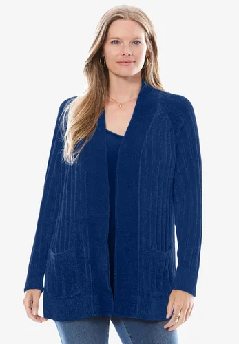 Vista 2 de Woman Within Cárdigan de chenilla con frente abierto para mujer, talla grande