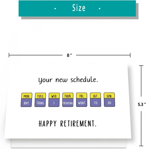 Vista 2 de Huameigf Divertidas tarjetas de jubilación para él y ella, regalos de humor para mujeres y hombres, felicitaciones nuevo calendario de jubilación
