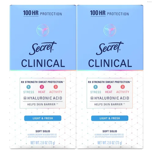 Vista 13 de Secret Clinical Strength 100HR - Desodorante antitranspirante sólido suave para mujeres, 3 veces protección contra el estrés con ácido hialurónico