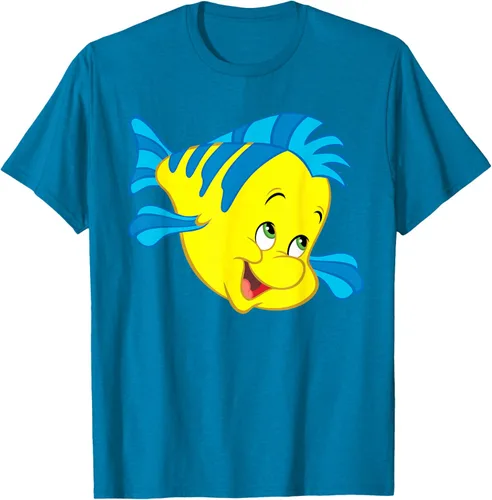 Vista 63 de Disney Camiseta de disfraz de cara grande de la Sirenita Flounder Sidekick