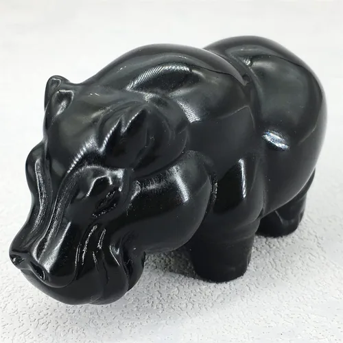 Vista 7 de Figura decorativa de hipopótamo tallada a mano de 3 pulgadas, cristal curativo de hipopótamo, obsidiana negra natural, hipopótamo, animal, figura