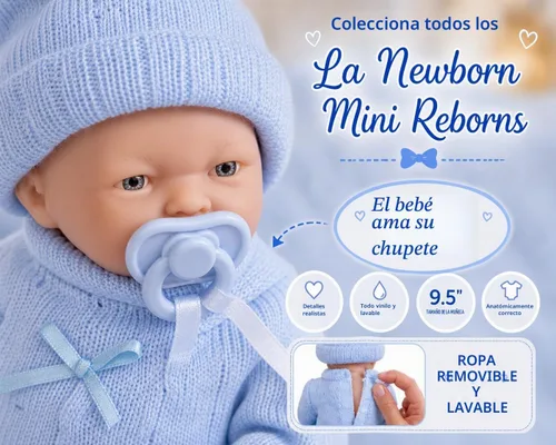 Vista 6 de Muñeco recién nacido La Newborn Real Boy - Azul