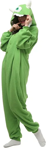 Vista 6 de Mike Wazowski - Disfraz de mameluco para mujeres y hombres adultos, unisex, para Halloween, fiesta, Navidad, pijamas de animales