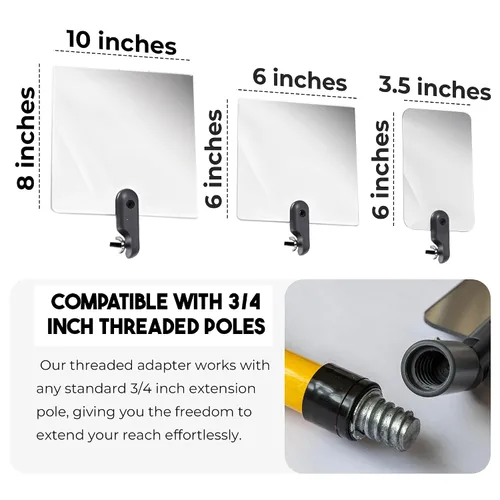 Vista 5 de Espejo de inspección Flex Vue con adaptador roscado, 3.5 pulgadas x 6 pulgadas