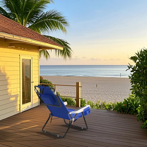Vista 2 de MUPATER Silla plegable portátil, tumbona plegable para patio al aire libre con bolsillo desmontable, sillas de playa para adultos resistentes