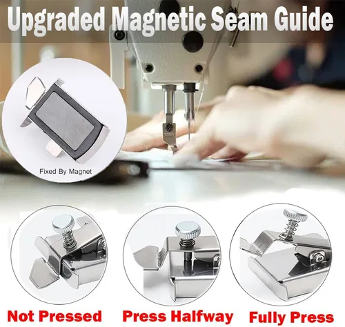 Vista 2 de Wemomo Guía de costura magnética para máquina de coser, guía de costura magnética con clip, accesorios de suministros de costura multifuncionales