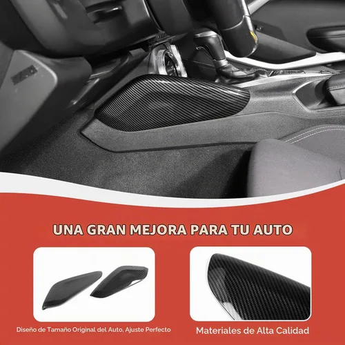 Vista 6 de RAZPOY Cubierta del panel lateral de la palanca de cambios compatible con Chevrolet Chevy Camaro 2016-2023 accesorios interiores de fibra de carbono