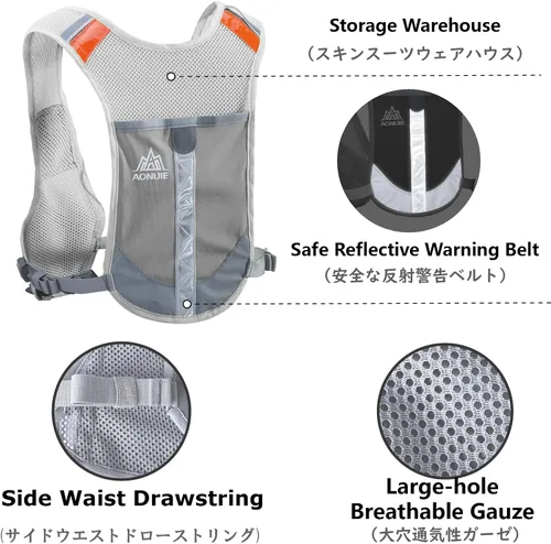 Vista 4 de JEELAD Running Hydration Vest Trail Backpack for Women and Men Jogging Trail Race Marathon Cycling Hiking