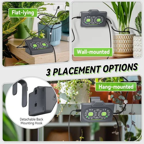 Vista 7 de RAINPOINT Kit inteligente de riego automático para plantas de interior, control WiFi/App y control de panel local, sistema de riego por goteo sin