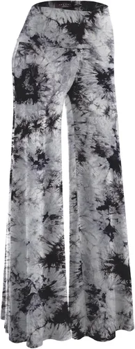 Vista 15 de Made By Johnny MBJ - Pantalones Palazzo de pierna ancha sólidos y teñidos con técnica batik, cómodos y casuales para mujer (XS~5XL)